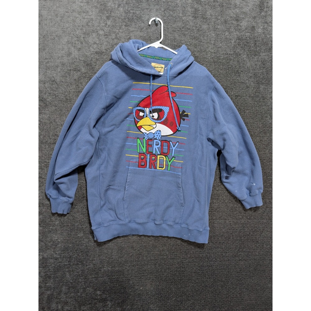 WearGuard Angry Birds Nerdy Birdy Graphic Hoodie Blue Sweatshirt Mens Medium